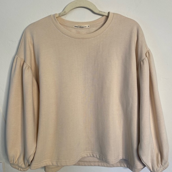 Marine Layer Tops - Marine Layer Jace 3/4 puffed sleeve, sweatshirt in Antique White.